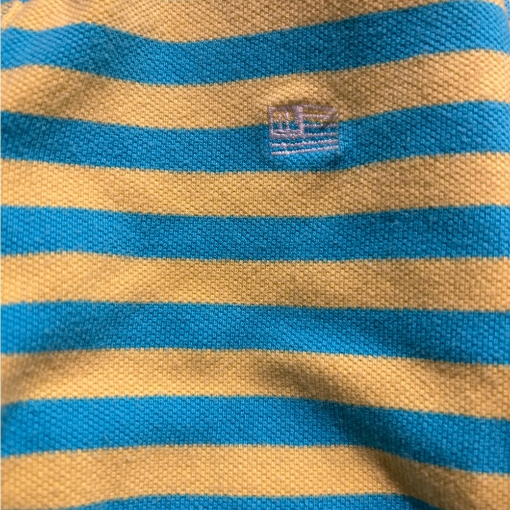 Ralph Lauren Polo Jeans Company women’s Aqua Yellow Striped Polo Shirt size L - Picture 6 of 6